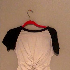 White and black shirt sleeve crop top